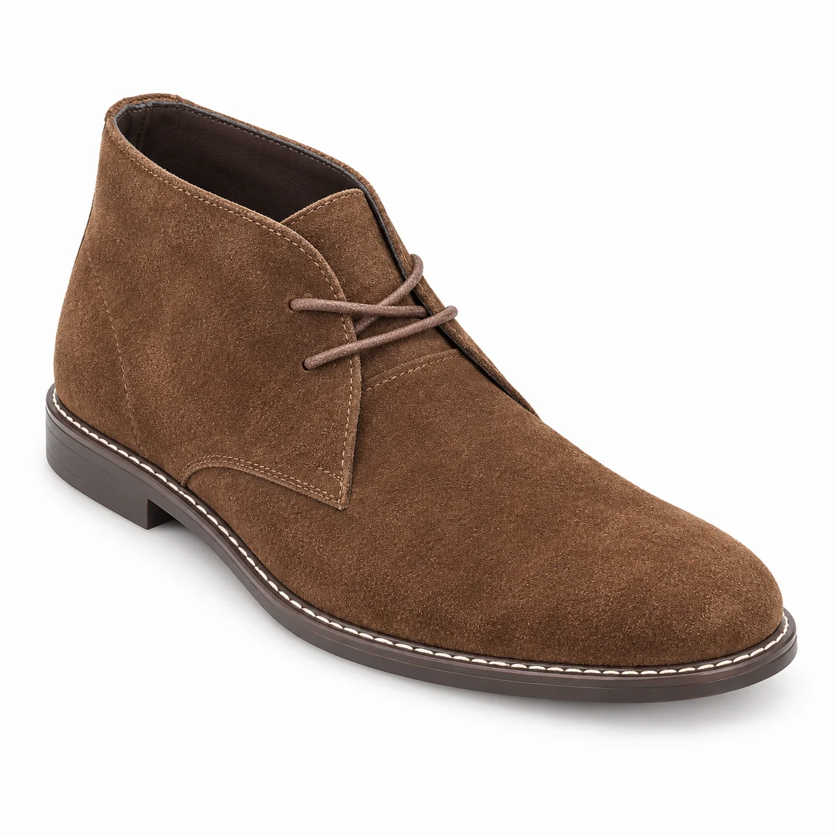 Bottines chukka homme marron à lacets avec finition veloutée