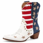 Bottines cowboy pour femme avec motif drapeau américain coloré