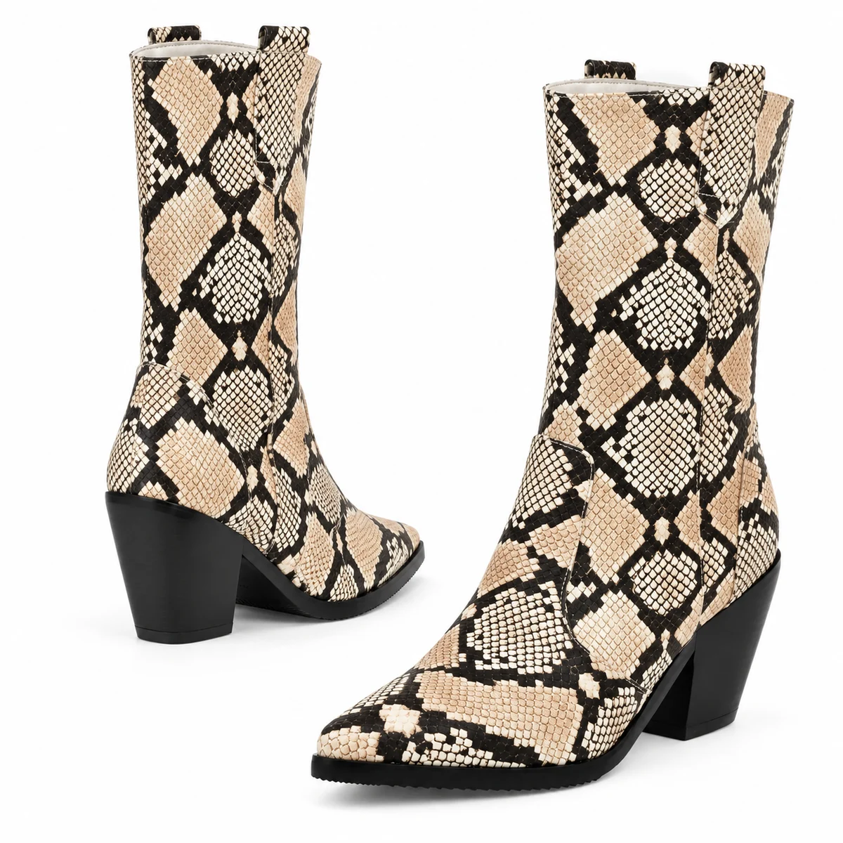 Chaussures femme bottines cowboy tendance avec design serpent