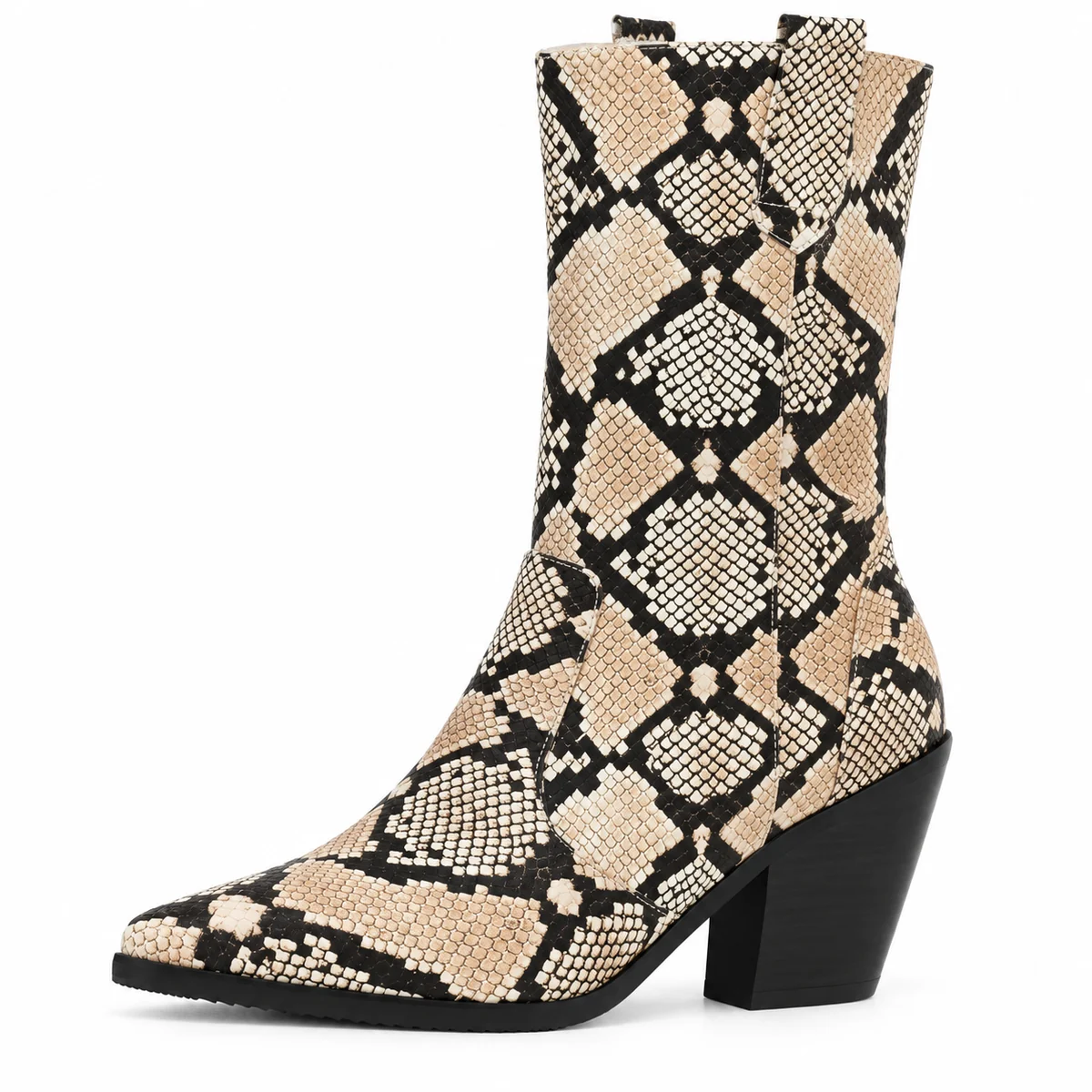 Bottines estilo cowboy en cuir effet serpent pour femme