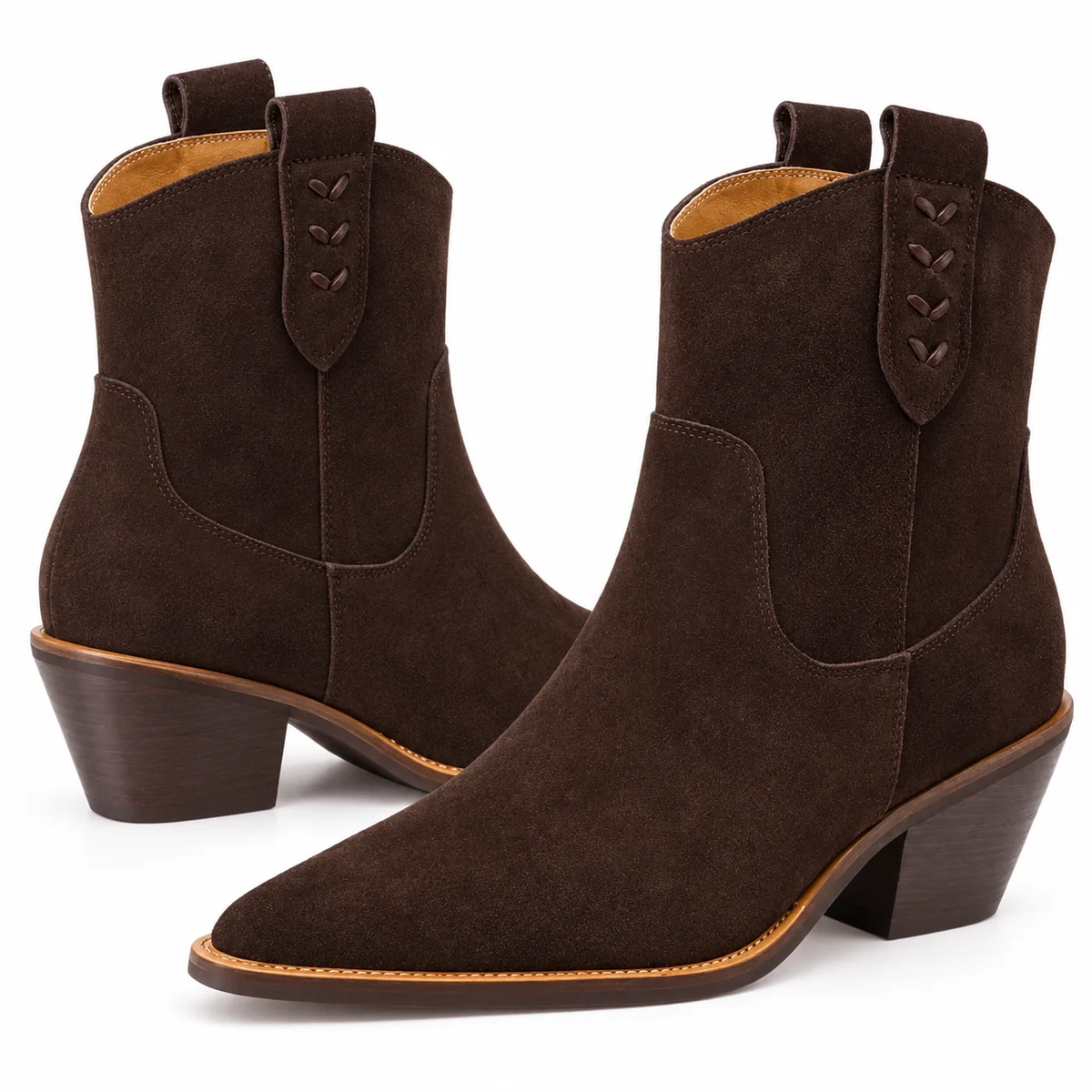 Chaussures cowboy femme marron veloutées à lacets pour style chic et décontracté