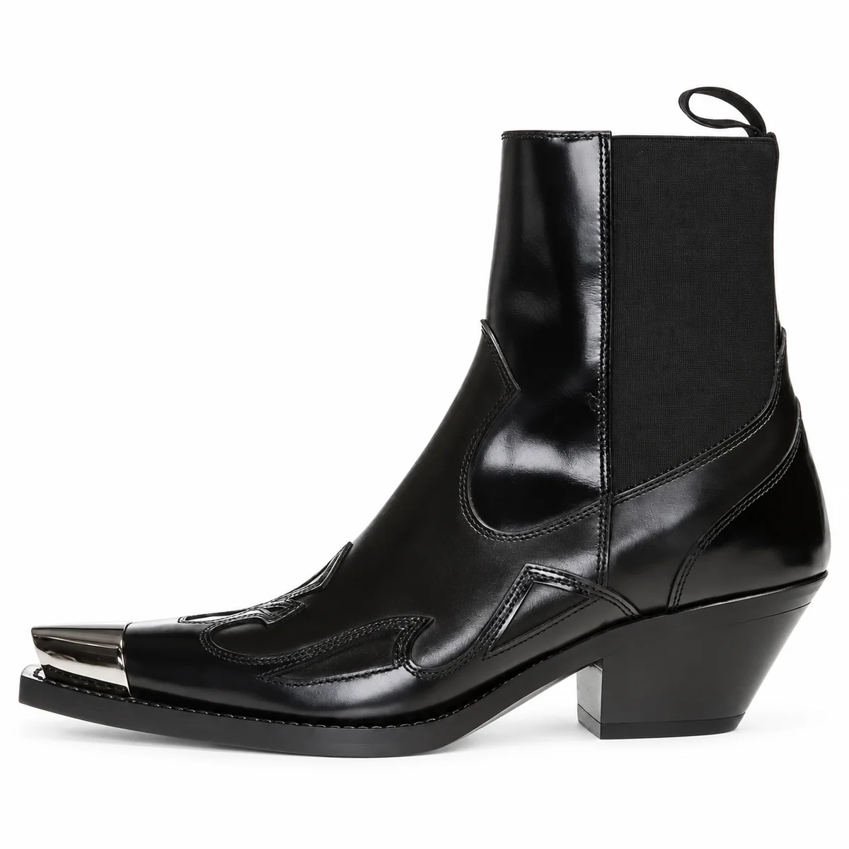 Bottines cowgirl femme noires avec finition métallisée élégante