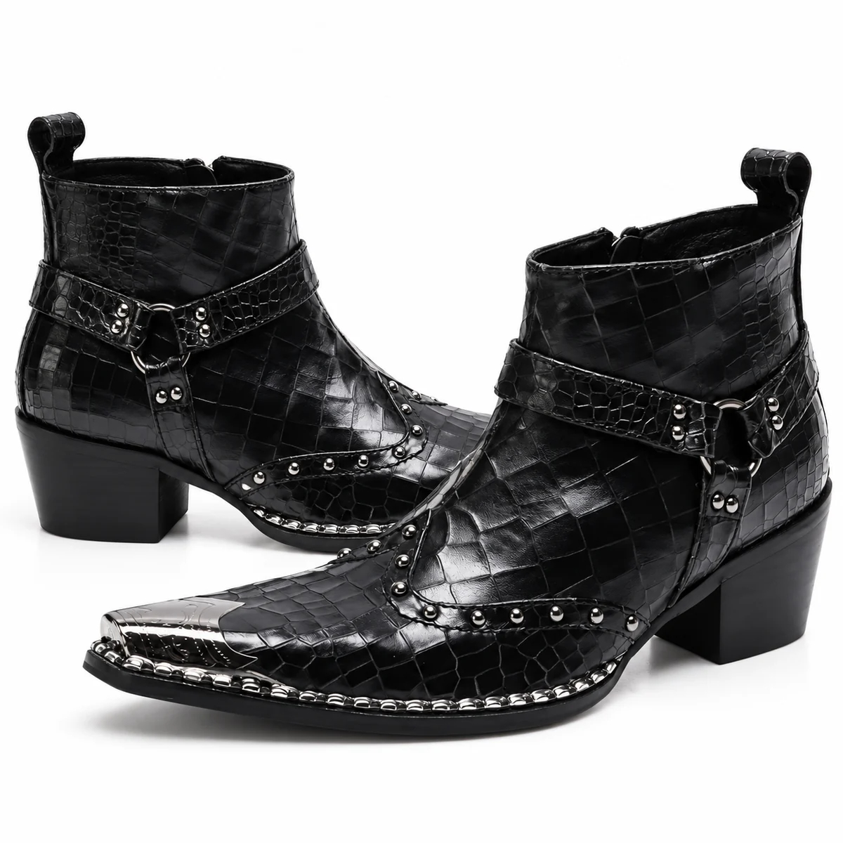 Chaussures cowboy femme à bride et rivets mode western