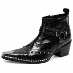 Bottines cowboy femme noires avec bride et rivets élégantes