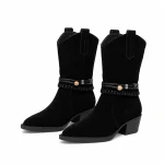 Bottines cowboy pour femme noires avec bride ornée élégantes