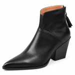 Bottines cowboy femme noires à talon haut avec zip arrière