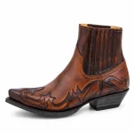 bottines cowboy homme marron brodees a elastiques vue de trois quarts sur fond blanc 44754