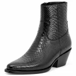 Bottines cowboy noires à effet écailles pour homme