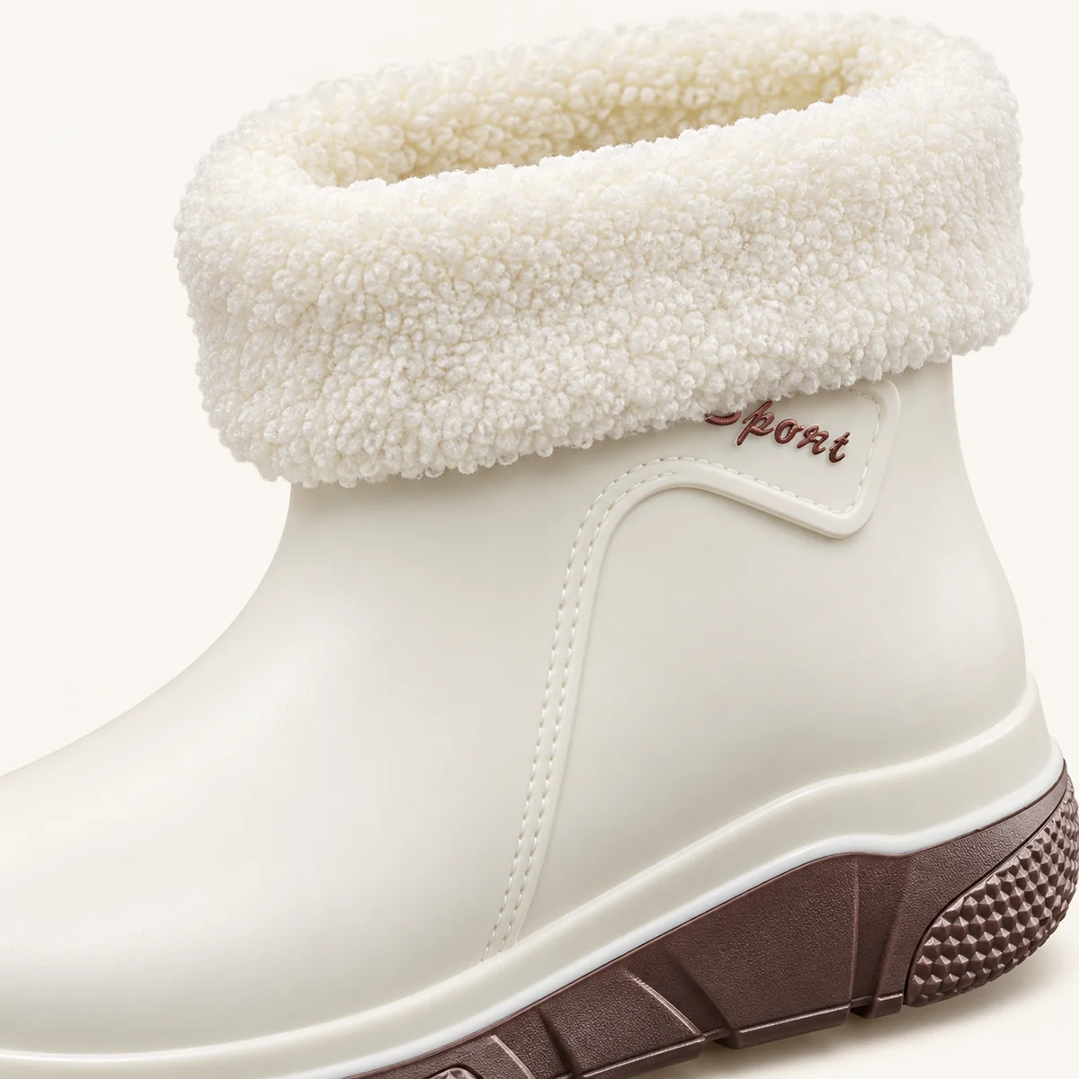 bottines de pluie femme blanches fourr 44465 12b detail