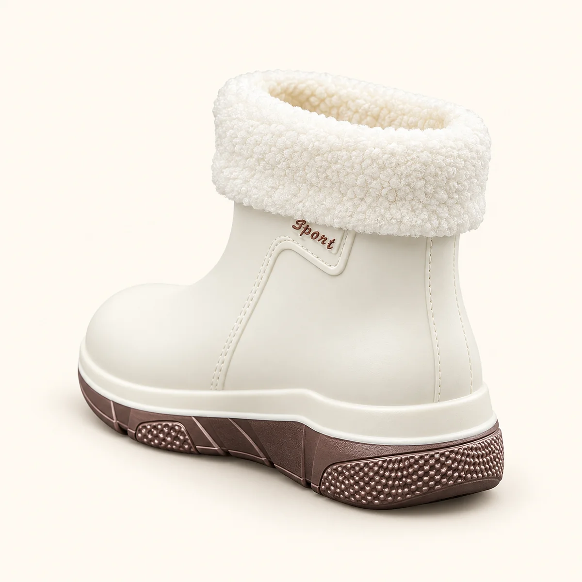bottines de pluie femme blanches fourr 44465 12b vue arriere