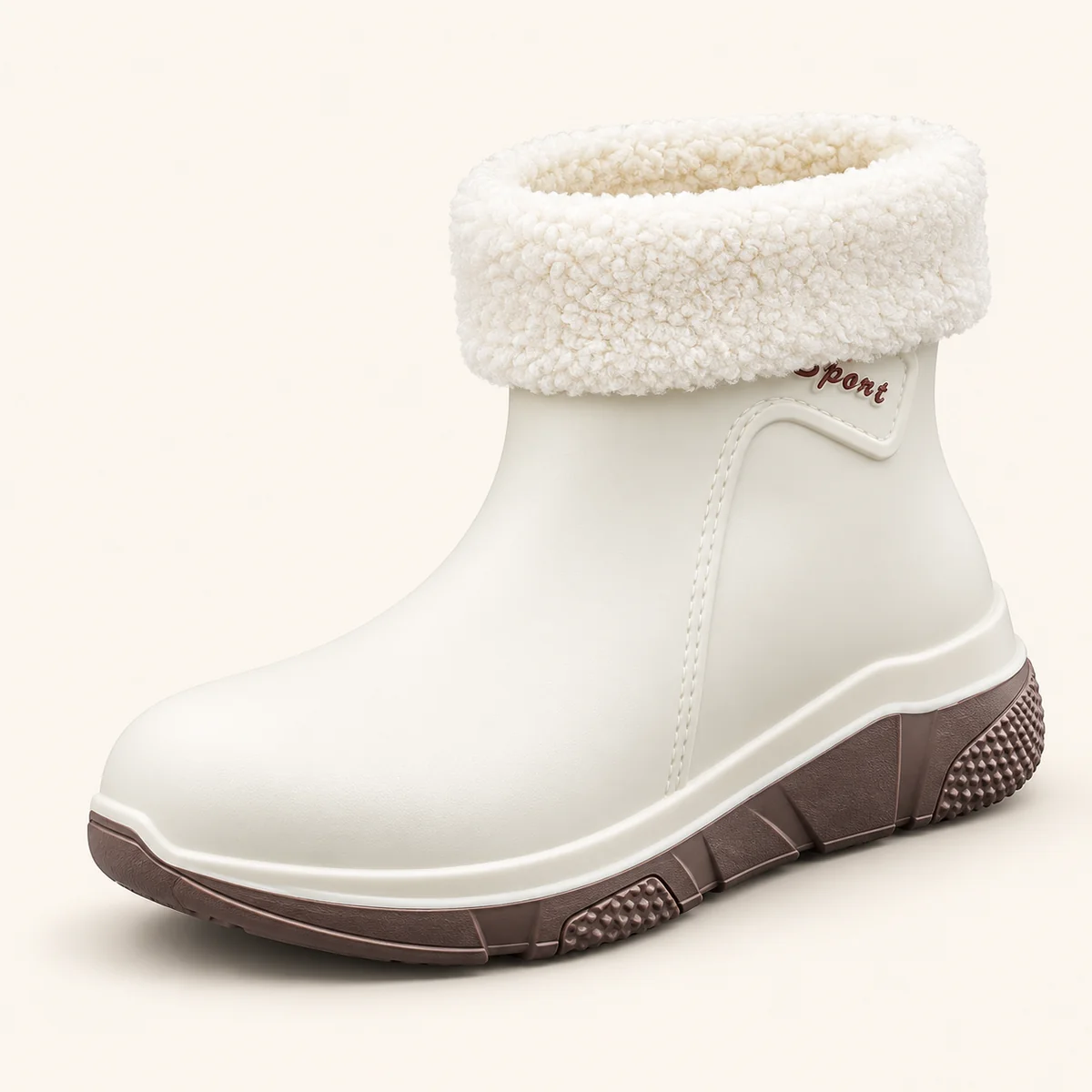 bottines de pluie femme blanches fourr 44465 12b vue principale