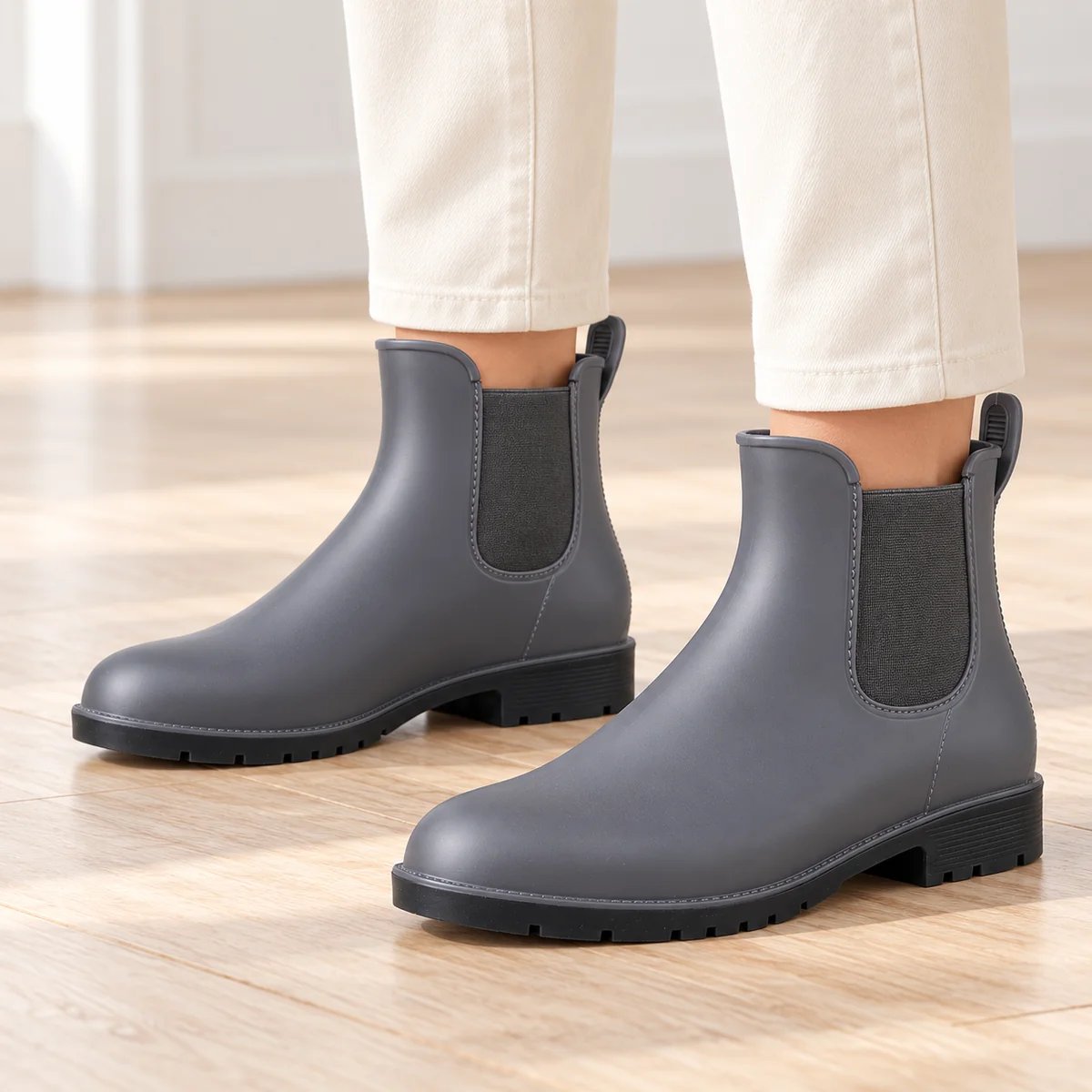 bottines de pluie femme grises style c 44478 12b porte