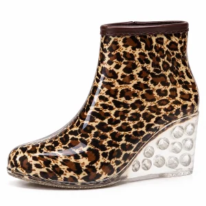bottines de pluie femme leopard a talon compense lot18b vue principale