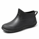Bottines de pluie noires féminines avec col texturé pour un style tendance