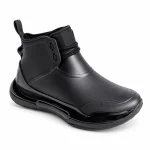 Bottines de pluie noires brillantes pour femme à talon bas stylées