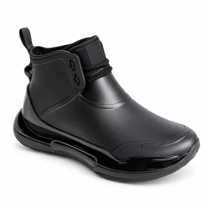Bottines de pluie noires brillantes pour femme à talon bas stylées