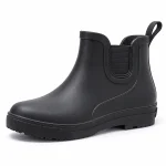 Bottines de pluie femme noires en PVC avec col élastiqué résistant à l'eau