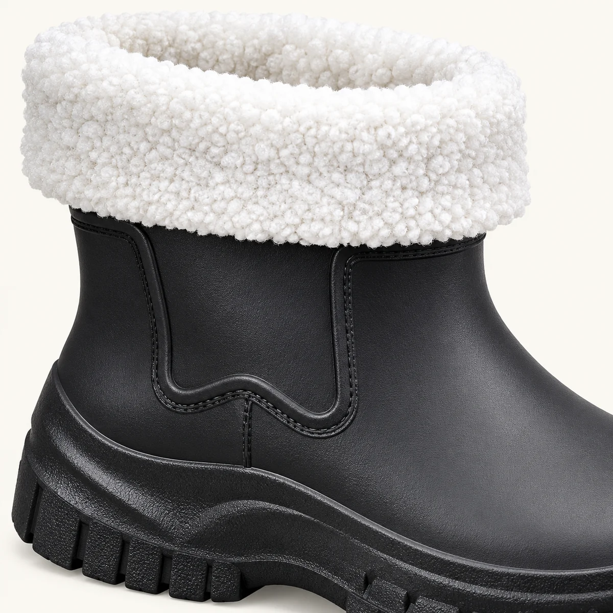 bottines de pluie femme noires fourree 44466 12b detail