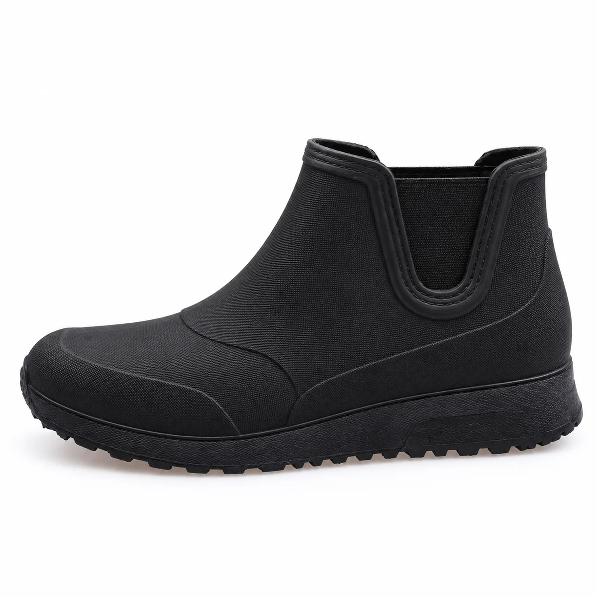 Chaussures de pluie pour femme noires avec col élastique et doublure isolante