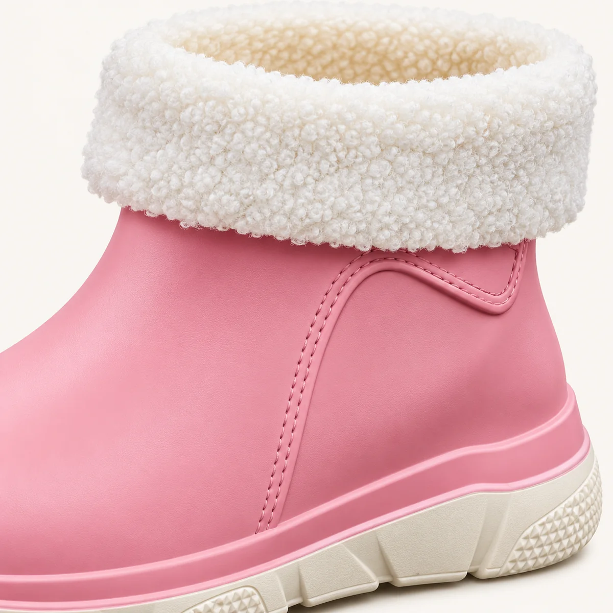 bottines de pluie femme roses fourrees 44467 12b detail