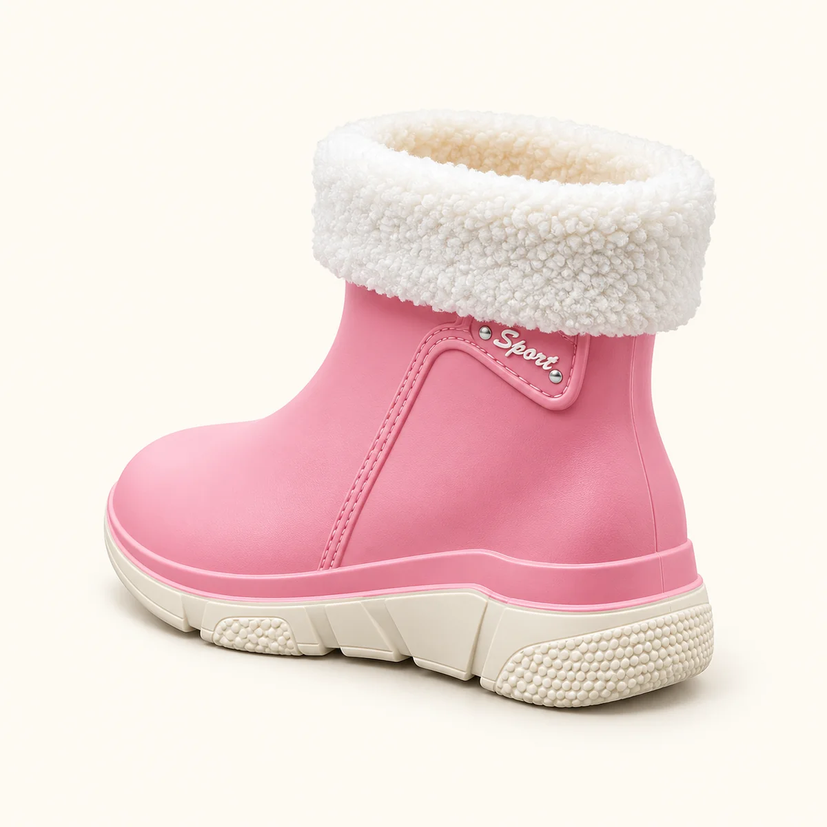 bottines de pluie femme roses fourrees 44467 12b vue arriere