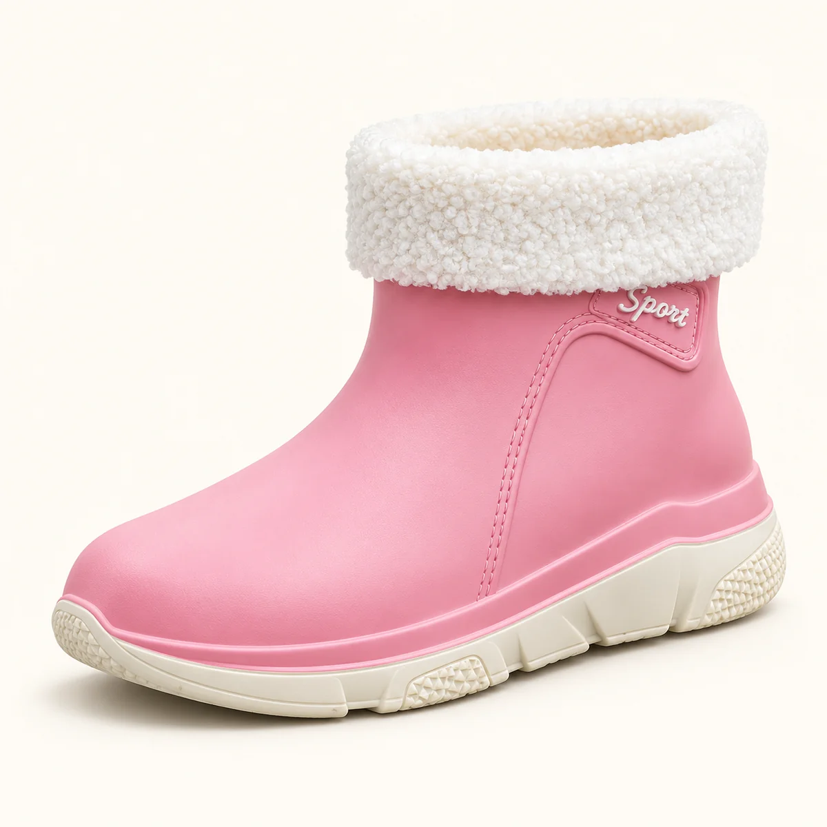 bottines de pluie femme roses fourrees 44467 12b vue principale