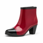 bottines de pluie femme rouges a talon lot18b vue principale