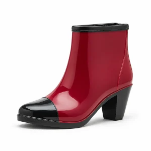 bottines de pluie femme rouges a talon lot18b vue principale
