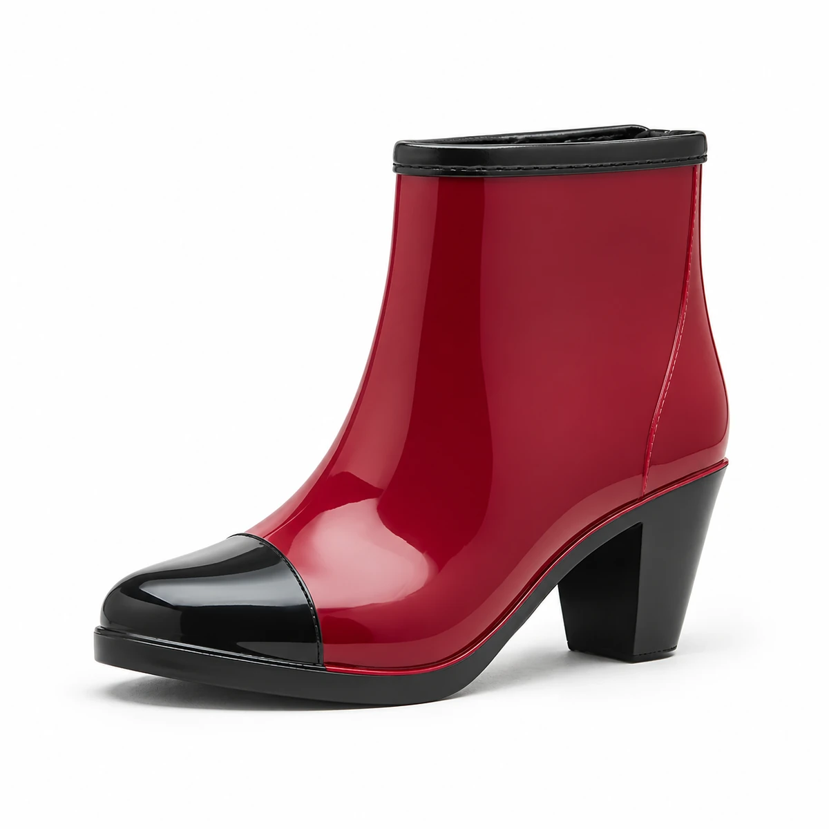 bottines de pluie femme rouges a talon lot18b vue principale