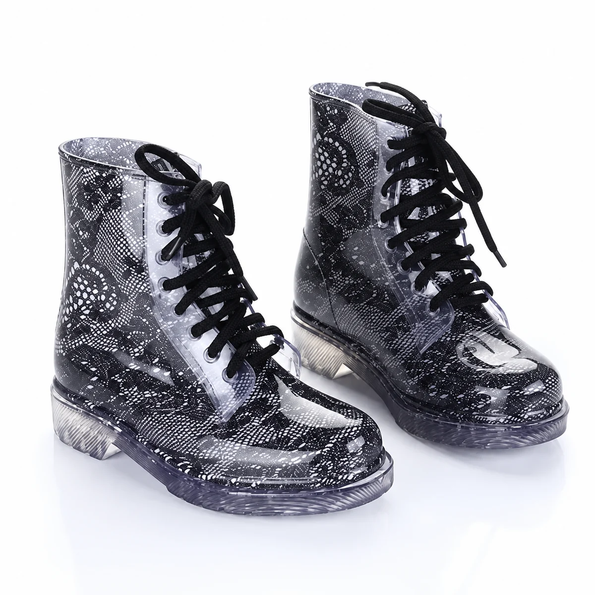 Chaussures de pluie femme à motifs à lacets pour un style moderne et pratique