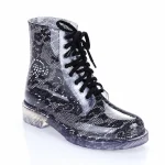 Bottines de pluie femme translucides à motifs avec lacets élégants