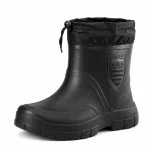 Bottines de pluie homme noires à col textile réglable en extérieur