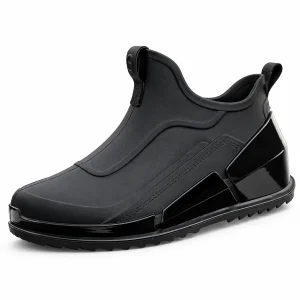 Bottines de pluie pour homme noires avec tirette arrière élégantes