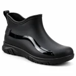 Bottines de pluie noires pour homme en PVC avec col échancré