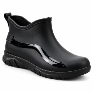 Bottines de pluie noires pour homme en PVC avec col échancré