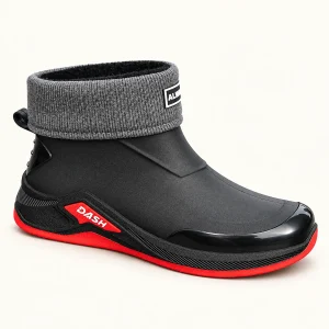bottines de pluie homme noires et roug 44488 11a vue principale