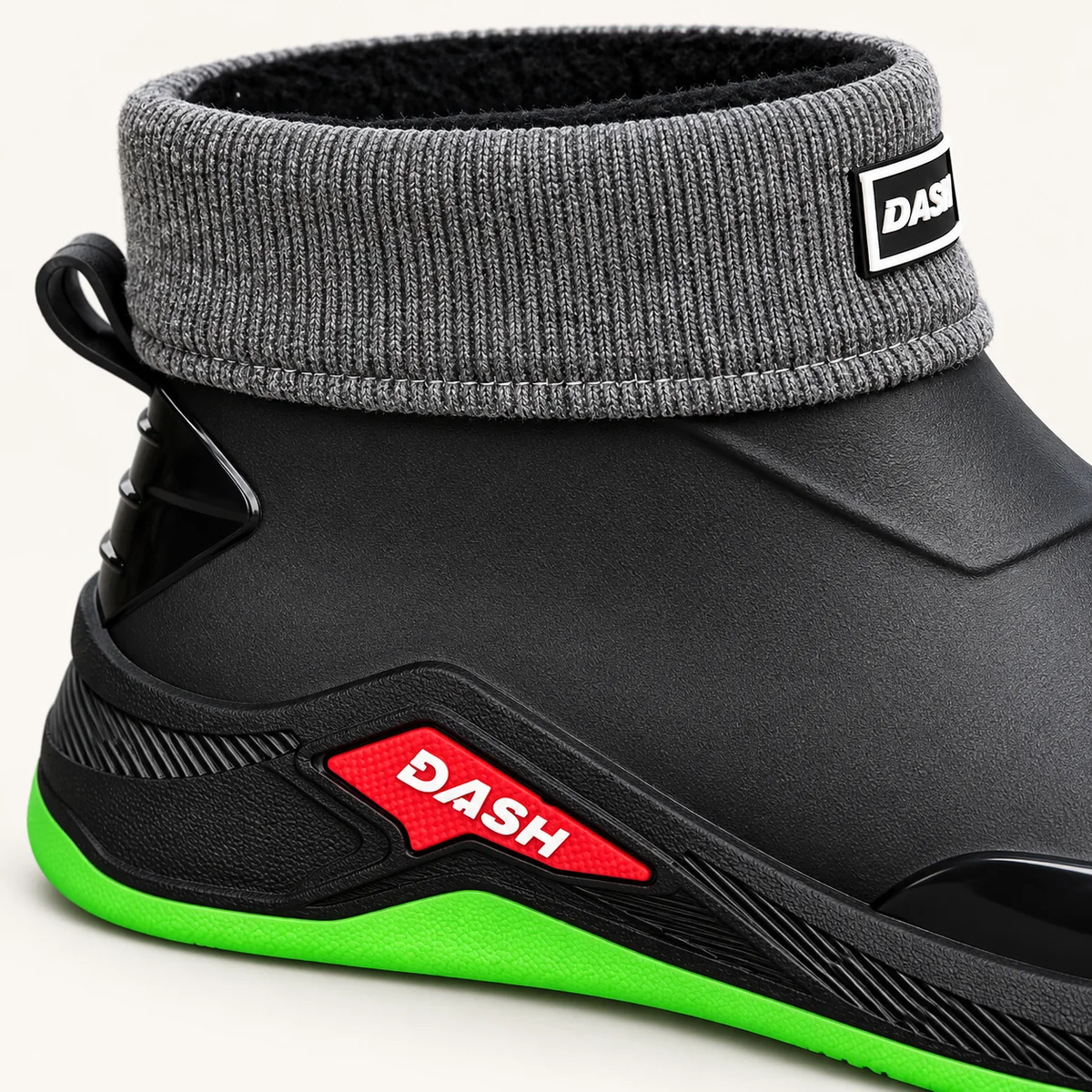 bottines de pluie homme noires et vert 44490 11a detail