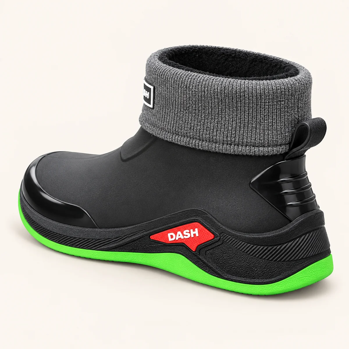 bottines de pluie homme noires et vert 44490 11a vue arriere