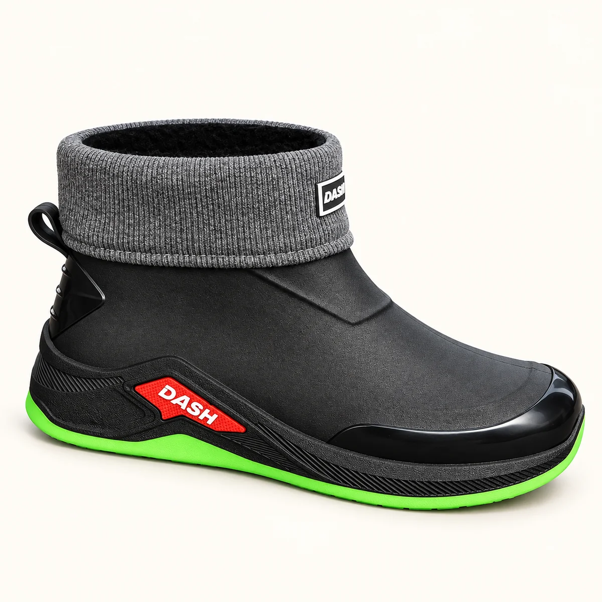 bottines de pluie homme noires et vert 44490 11a vue principale