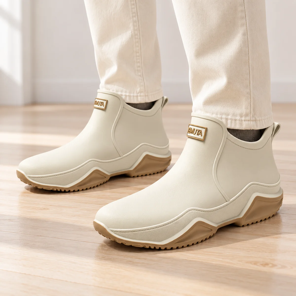 bottines de pluie mixtes beiges en pvc 44475 12b porte