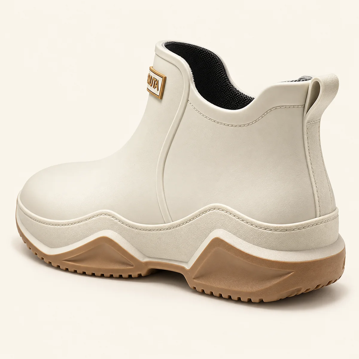 bottines de pluie mixtes beiges en pvc 44475 12b vue arriere