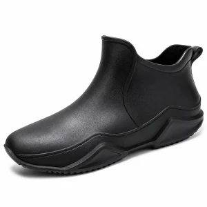 Bottines de pluie noires à col découpé pour femme en extérieur