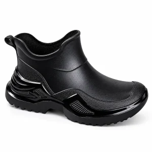 Bottines de pluie noires à zip avant pour femmes