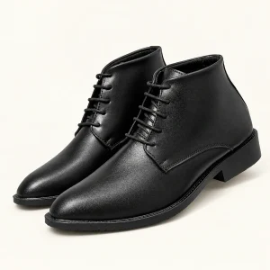 Bottines de ville homme noires en cuir à lacets et bout pointu