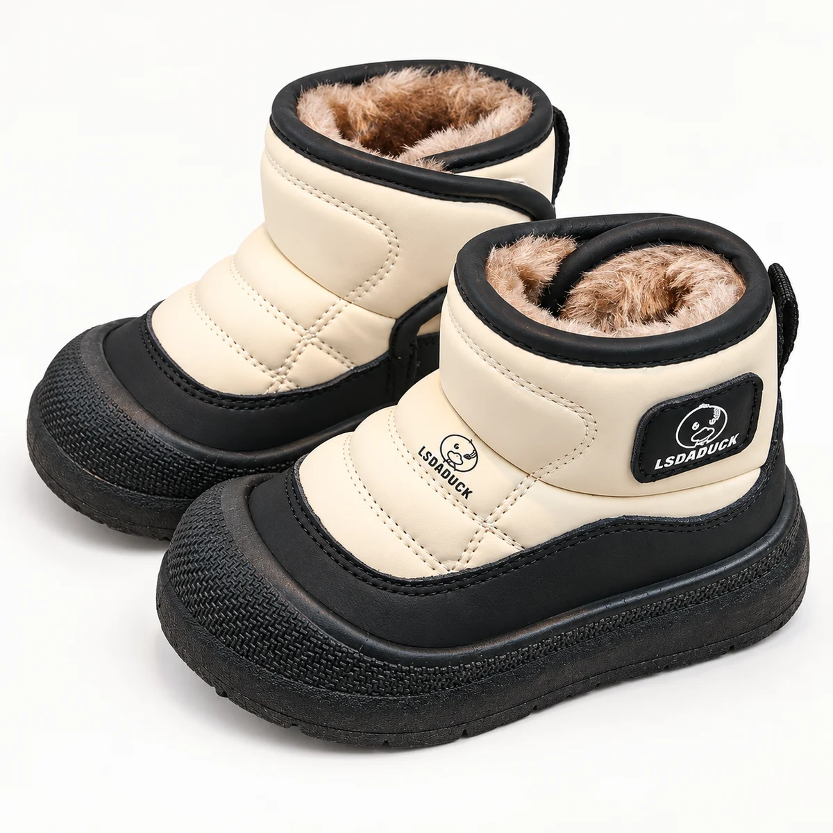 Bottines d'hiver pour enfant avec doublure fourrée et scratch pratique