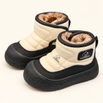 Bottines enfant bicolores fourrées avec large scratch pour hiver