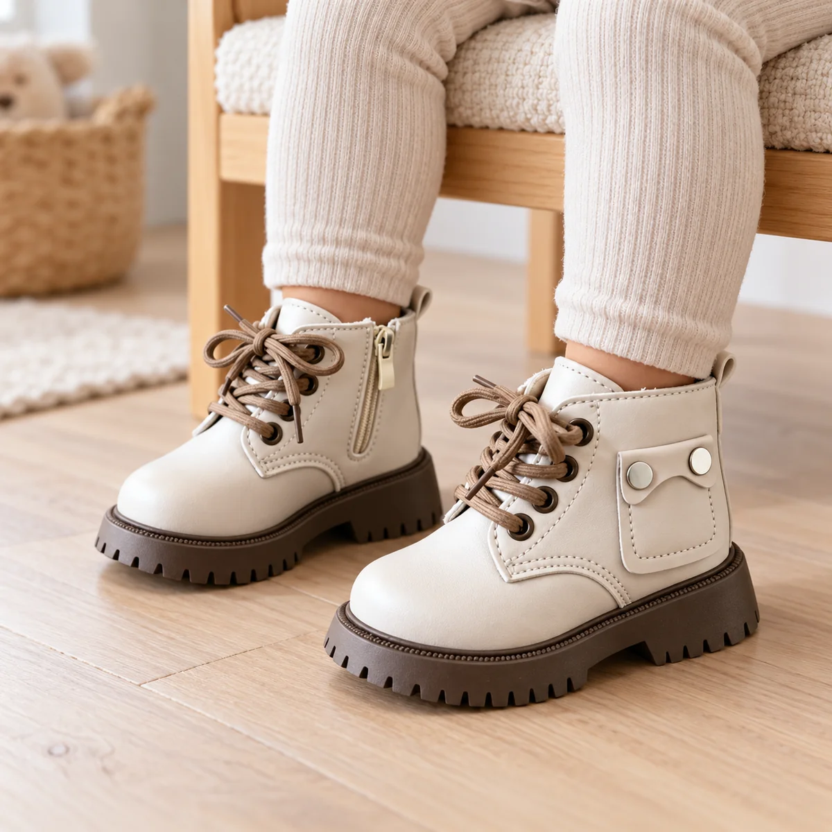 bottines enfant blanches a zip et lace 44552 10a porte