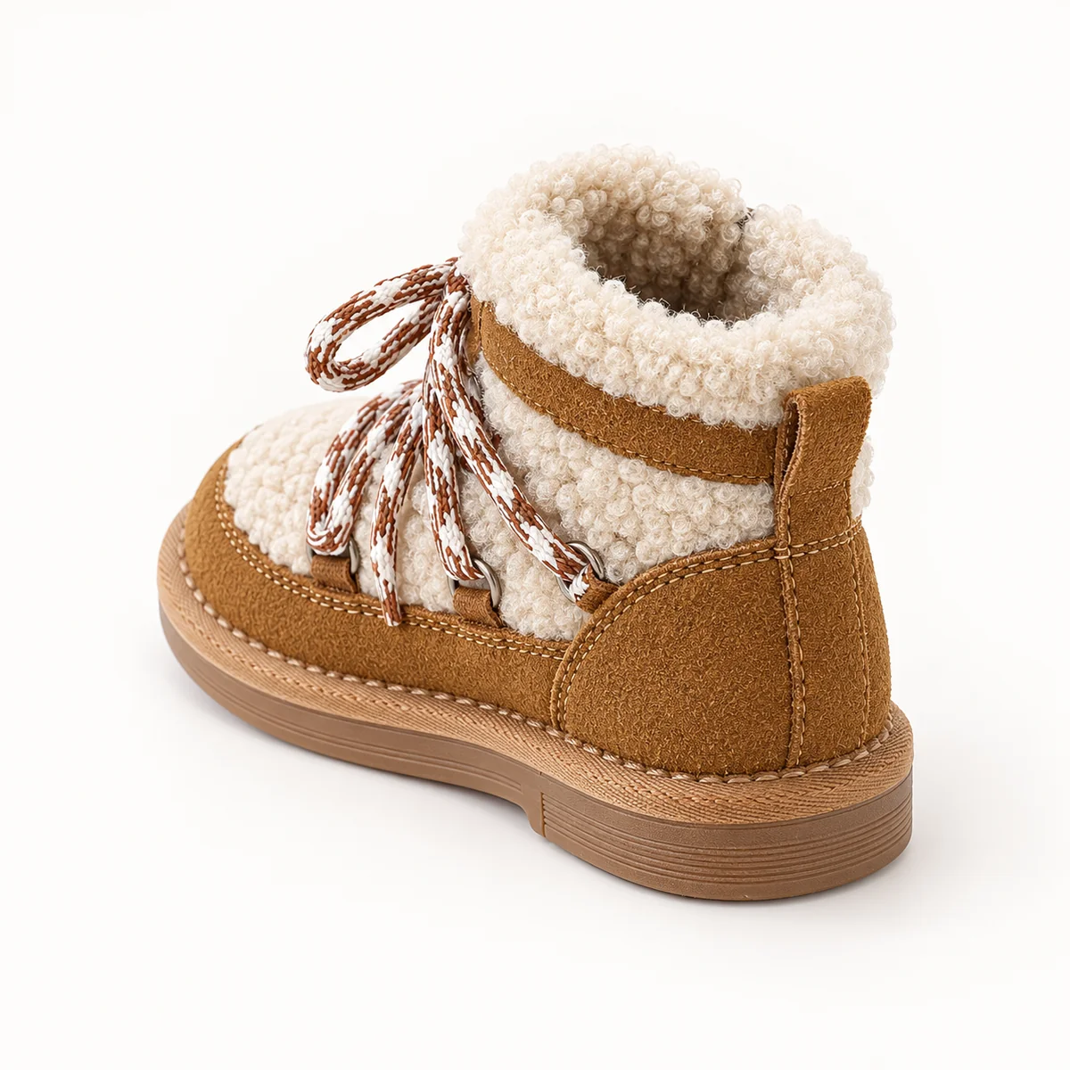 bottines enfant camel fourrees a lacet 44522 11b vue arriere
