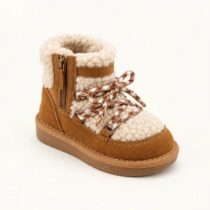 bottines enfant camel fourrees a lacet 44522 11b vue principale