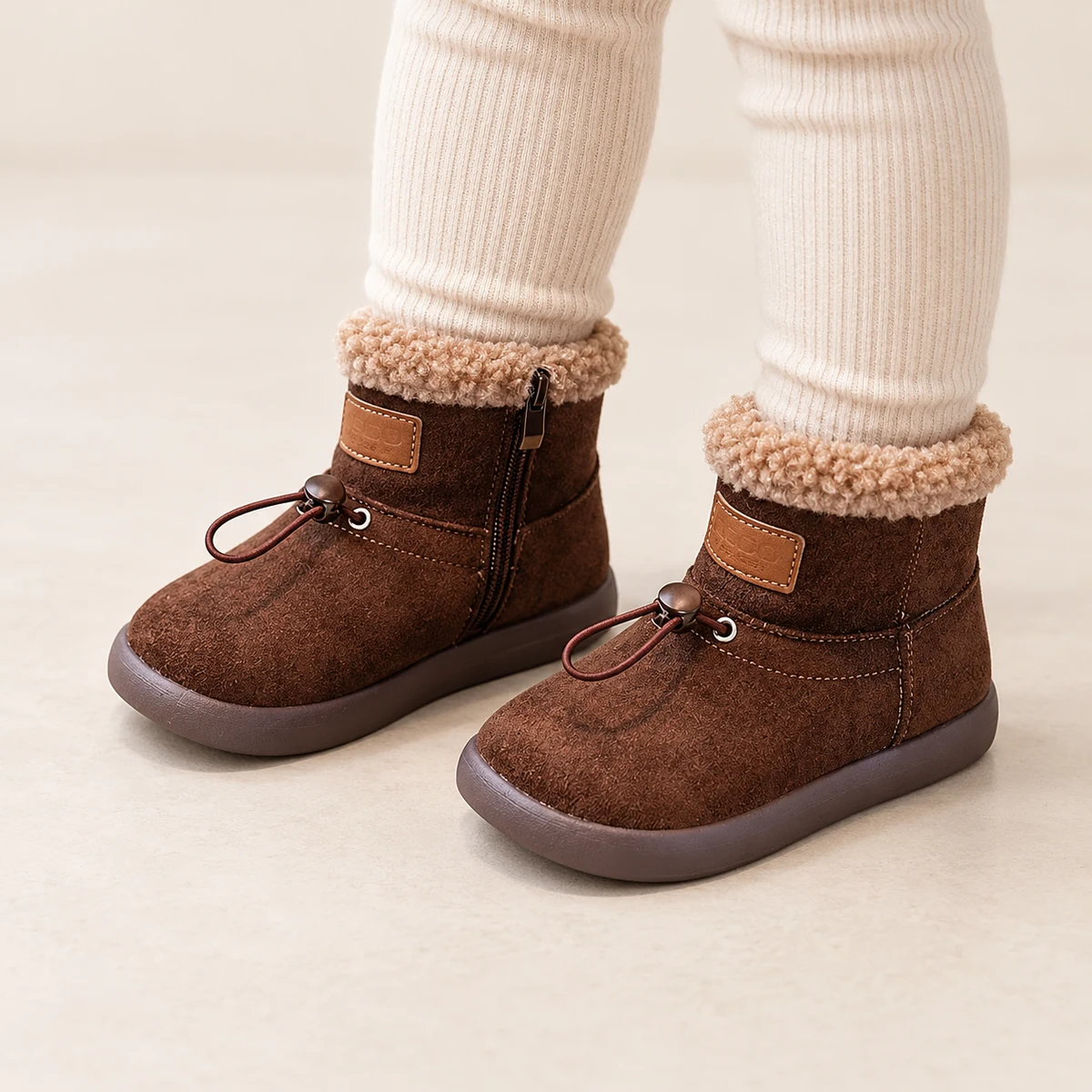chaussures pour enfant marron café bottines fourrées à fermeture éclair